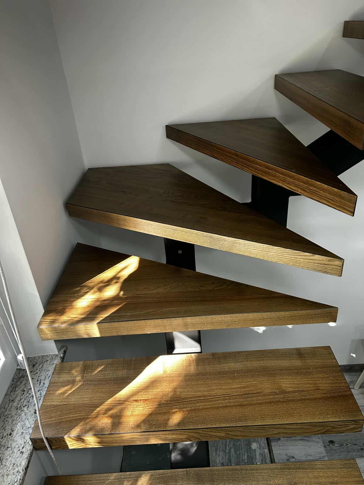 Floating oak treads seen from above