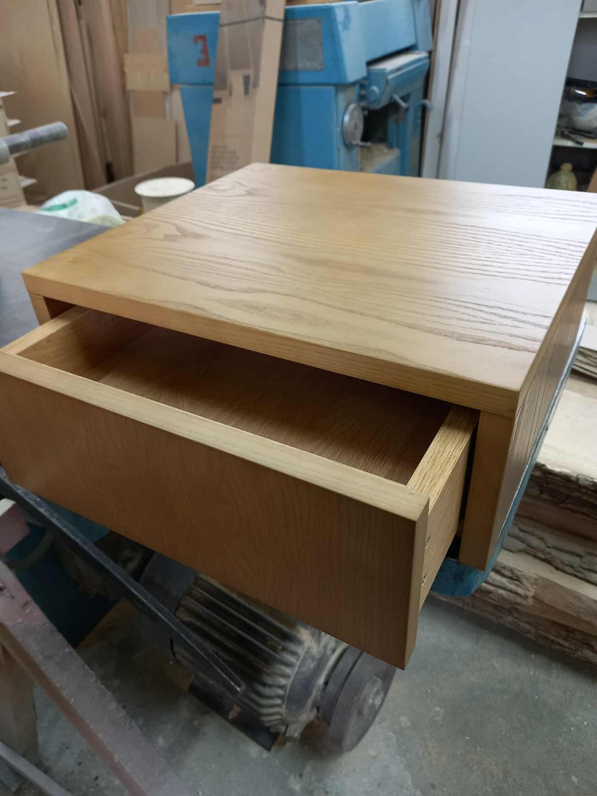 Solid oak bedside table with a drawer