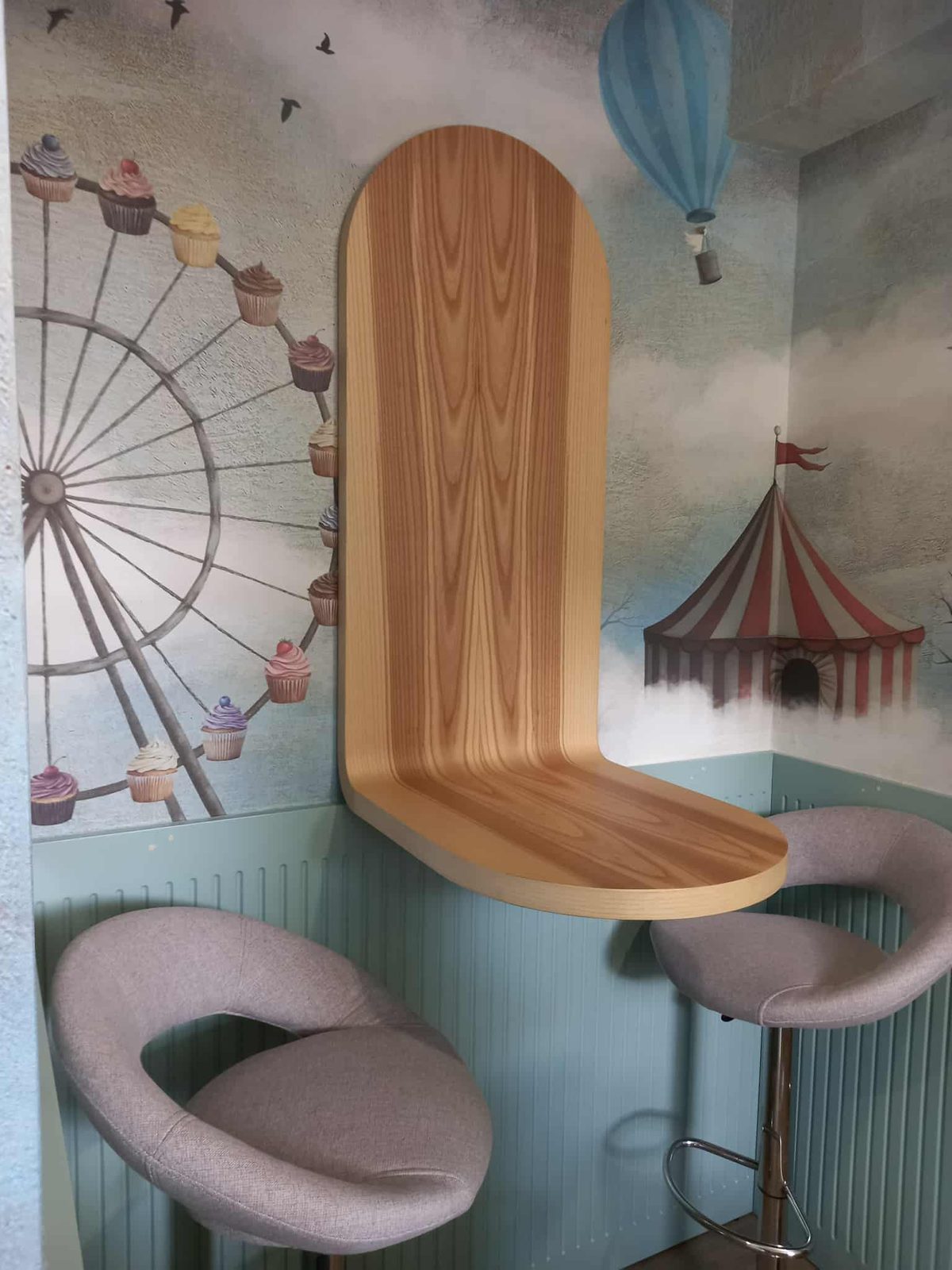 Fold-down desk in a children's room